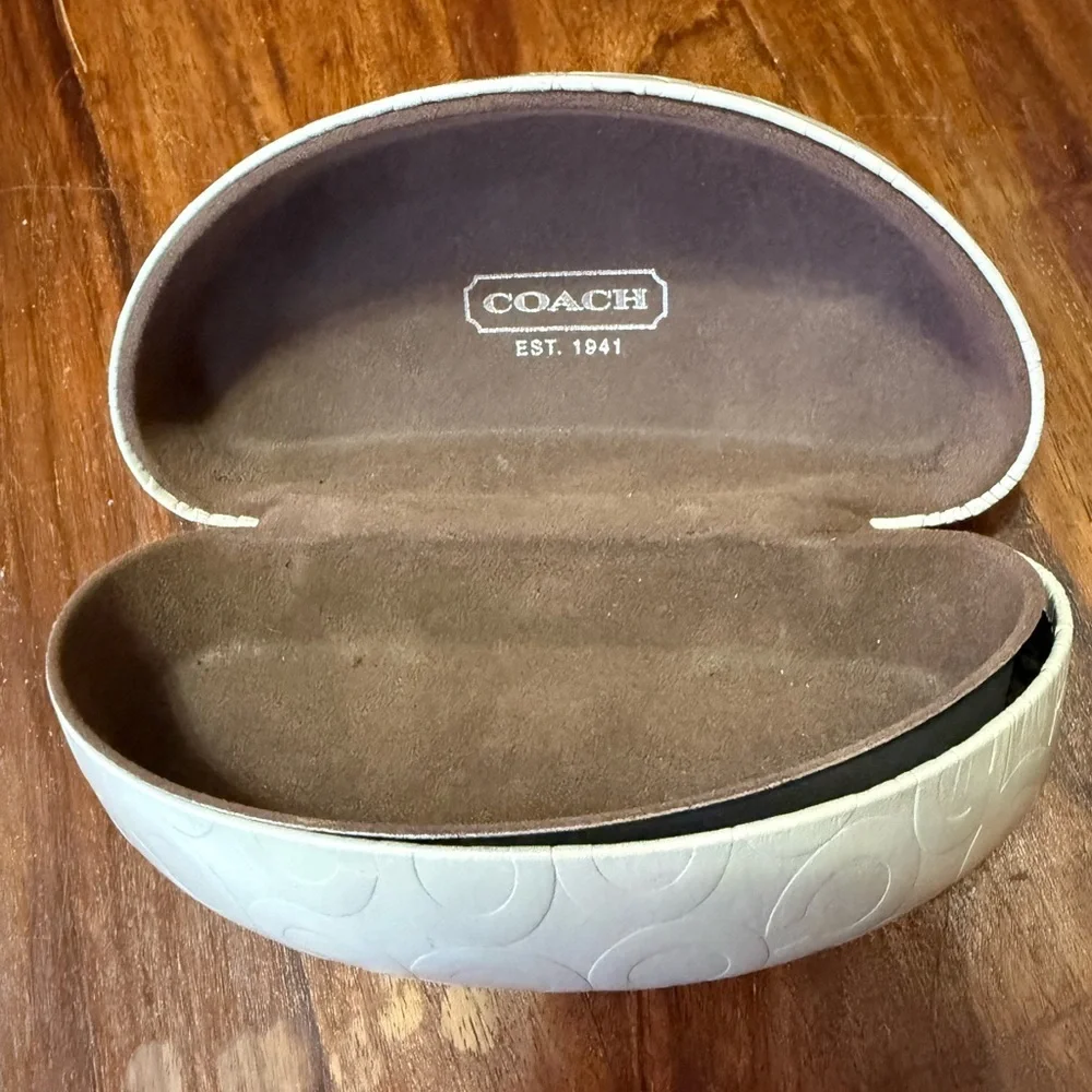 Coach Beige Clamshell Sunglass Case